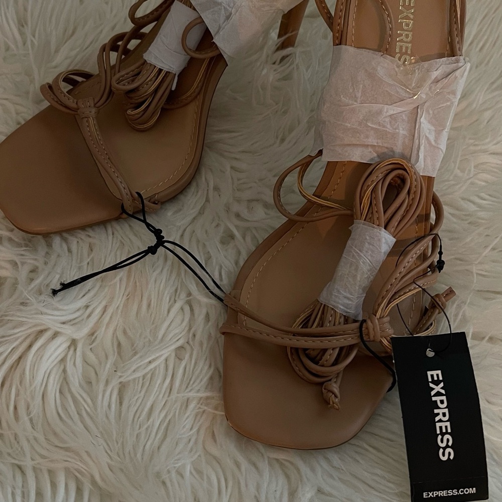 Express Nude Strappy Heels